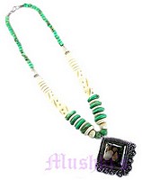 Resin Oval Pendant Necklace - click here for large view